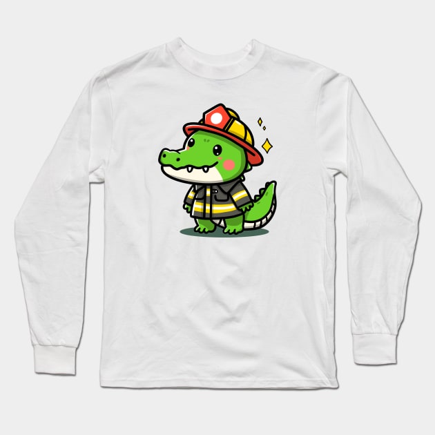 Cute Crocodile Long Sleeve T-Shirt by Rekayasabumi